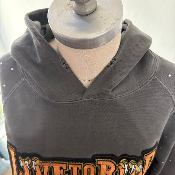 Live to Ride Gray Woman's Hooded  Sweater Medium - Picture 5 of 7